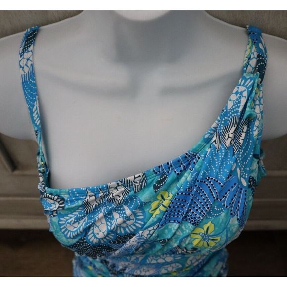Bleu Rod Beattie Sz 8 Oahu Teal Paradise Found 1-Shoulder 1-Piece Swimsuit $125 - Picture 5 of 9